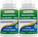 Cele mai bune naturale, Glucosamine Chondroitin MSM Suplimente, 2600 mg per Serving, 90 capsule (90 Count (Pachet de 2))