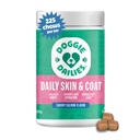 Doggie Dailies Skin & Coat Supplement Supplement Support Support, Somon Oil for Dogs Skin and Coat with Collagen, Omega 3, Krill Oil, Biotin, & Coconut Oil for Dogs (Soft Chews) 225 Soft