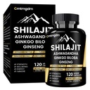 Capsule Shilajit - 20.000 mg Pure Himalayan Organic Shilajit pentru bărbaţi şi femei cu Ashwagandha, susţine vitalitatea şi Wellness, Premium Shilaj Pure Himalayan Supliment, 120 capsule