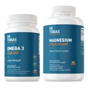 Dr. Tobias Omega 3 Suplimente de ulei de pește și magneziu Bisglicinat, Absorbție ridicată, Suporturi Inimă, Creier, Imun, Energie, Mușchi, Sănătate osoasă și comună, Non-GMO