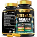 Capsule bitter Melon - 10in1 Formula - Combinați cu Berberine, Ceylon Scorțișoară, Turmeric, Moringa, Neem, Ginger, Gotu Kola, Artichoke, și Black Pepper - 120 capsule pentru 4 luni de aprovizionare
