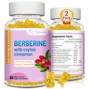 Berberine cu Ceylon Scorțișoară Gummies, Berberine supliment HCI de mare potențial, Immune Health Support, 120 Mango Gumies aroma