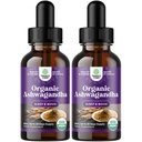 Naturas Craft USDA Organic Ashwagandha Picături lichide - lichid Ashwagandha Root Extract de stres și suport de mood - Tasty Adaptogene Tinctură non OMG Vegan Gluten alcool și zahăr gratuit (2 ambalaj)
