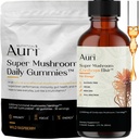 Auri Energy & Immune Boost Pack Super Mushroom Daily Gummies Cordyceps Elixir Bundle - Daily Wellness for Focus, Stamina, and Longevity - 60 Gummies + 60ml Tinctură