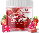 Colostrum Chews Supliment cu probiotice pentru sanatate, Blooting, Suport Imun, Piele, Cresterea parului si frumusete - Aroma de capsuni (60 Servings)