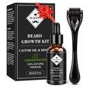 Kit de crestere barbă RAFFIN, ulei de crestere barbă modernizat (2Oz) w / îngroșare maximă Biotină și ulei de Castor pentru barbă Spot / Patchy, Achie Fuller, Barbă mai groasă și mai sănătoasă, Cadouri pentru el Soțul iubit tată