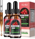 (2 Pack) Berberine HCL Picături lichide - 1500 mg Picături lichide Berberine foarte absorbite - Berberine Veggie Supliment pentru Immune, Sistem Digestion şi Heart Health Support, Flavor căpşuni - 4 FL Oz
