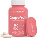 Extract de semințe de grapefruit 500mg - Derived from Citrus Paradisis, 180 Capsule vegetariane, Supliment Naringin organic pentru energie și echilibru zilnic, 6-Month Supply, GMP Certified, Made in USA