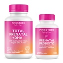 Roz Stork Prenatal Vitamina Duo: Vitamine prenatale si Probiotice pentru gravide -Bolnavie de dimineata si Dezvoltare Fetala Suport cu DHA, Folate, Vitamina B6 si More - 2 Produse, 90 Capsule