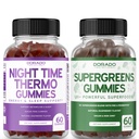 Night Time Fat Burner Gummies (60 Count) - pierdere în greutate și metabolism Sugar-grase Melatonin Supliment și Supergreens Gummies (60 Count) - Greens Suplimente Suport pentru imunitate - Non OMG & SUA Made