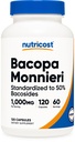 Nutricost Bacopa Monnieri 1000mg, 120 capsule (60 Servings) - Non-GMO, Gluten Free, și Vegetarian Friendly
