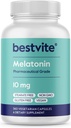 BESTVITE Melatonin 10 mg - 360 Veg Caps - No Stearates - No Sucralose, No Dextrose, No Silicon Dioxide, No Manitol - Vegan - Non-GMO - Gluten-Free - Sleep Aid to Support Rest & Wake Cycles