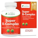 Vitamina B Complex - 8 Super B Complex Vitamine cu Choline & Inositol, Vitamine B1, B2, B3, B5, B6, B8, B9 & B12 - B100 Complex - 180 Capsule Vegan - 6 Luna de aprovizionare - Made in the USA