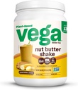 Unt Vega Nut Shake, Unt de arahide și Banana - praf de proteine Vegan, 20g proteine, ingrediente alimentare reale, fără adaos de zahăr, 1.39 lbs