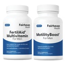FertilAid pentru bărbați și motilitateBoost Combo, vitamine prenatale și supliment de fertilitate masculină pentru a sprijini numărul și motilitatea cu L-Carnitina, CoQ10, Zinc și mai mult, 150 capsule, 1 lună de aprovizionare