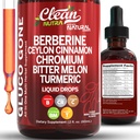 Clean Nutra Berberine cu Ceylon Cinnamon Supliment Picături lichide + Bitter Melon Extract, Glucomannan, Gymnema, Crom, Turmeric, Organic Panax Ginseng, Moringa GLP-1 Suport