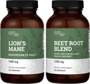Earth Harmony Organic Lion Coamă & Sfeclă Root pulbere - 120 capsule fiecare