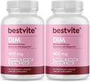 BESTVITE DIM (Diindolilmetan) 400 mg cu Bioperină (240 Capsule vegetariene) (120 x 2) - Fără Stearete - No Gelatină - Vegan - Negungulină - Gluten Free