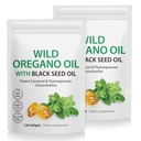 2 Ambalaj de Oregano Softgels, capsule de ulei Oregano, 165 mg Carvacrol, 2 în 1 Ulei de Oregano cu ulei de semințe negre 200mg, Oregano capsule supliment de ulei