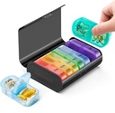 Zannaki Metal XL Weekly Pill Organizator 2 ori pe zi, Large Travel Daily Pill Box 7 Ziua, Portabil Săptămâna de două ori Pilula Detinator container, AM PM Pilula Caz pentru Medicina Suplimentul de vitamine, negru