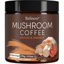 Cafea de ciuperci, 6 ciuperci adaptogene cu coamă de leu, Cordyceps, Turcia Coajă & More, cafea instant ciuperci pentru focalizare, energie, suport imun și de digestia