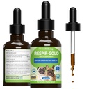 Pet Wellbeing Respir-Gold pentru câini - Sprijină respirație sănătoasă, Open Airways, Suport respirator, Negru Cumin, Horehound, Grindelia - Suplimentul Herbal veterinar-Formulat 2 oz (59 ml)