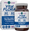 Vital Planet - Vital Flora Ultra Daily Probiotic 60 Billion CFU, Diverse Strains, Organic Prebiotics, Immune Support, Bloating Relief, Digestive Health Probiotics for Women and Men 60 Capsules