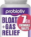 Gas & Bloating Support for Women and Men 7 Billion CFU – Chewable Probiotics & Lactobacillus Reuteri, Daily Digestive Enzymes for Occasional Bloating, Gut Comfort & Digestive Health