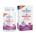 Nordic Naturals Prenatal DHA, Căpșuni - 120 Geluri Soft - 830 mg Omega-3 + 400 UI Vitamina D3 - Sprijină dezvoltarea creierului la copii în timpul sarcinii și alăptării - Non-GMO - 60 Serviri