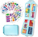 Organizator de pastile cu medicamente Etichete 161 Labels Travel Daily Pill Container Minimedicatie Organizator de stocare pastile Organizator de călătorie Essentials Pilula Caz 7 zile (Blue, 1 Pack)