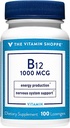 Vitamina Shoppe vitamina B12 1000mcg - susține producția de energie, supliment alimentar o dată pe zi - vitamina B-12 (Ca Cyanocobalamină), gluten și lactate fără (100 Lozene)