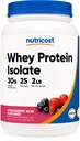 Izolat de proteine Nutricost Whey (Strawberry Acai, 2 lire)