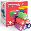 Ever Ready First Aid Self Aderent Bandaje Coezive 3" x 5 Yards - 24 Count, Rainbow Colors