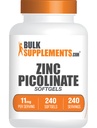 BulkSupplements.com Zinc Picolinat Softgels - Zinc 11mg, pentru Suport Immun, Gluten Free - 1 Softgel per Serving, 240 Conte (Pachet de 1)