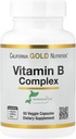 California Gold Nutrition Vitamin B Complex, Tiamin B1, Riboflavin B2, Niacin B3, Pyridoxine B6, Biotin B7, Acid pantotenic B5 şi Pro Folate B9, Gluten Free, Non OMG, 60 Capsule vegetale