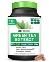 Zewise Health Capsule de extract de ceai verde pentru bărbați și femei - EGCG Supliment cu extract de cafea verde Bean boosts Energy & Memorie - Suport imun pentru piele, Brain & Hearth Health - Vegan - 120 Conte