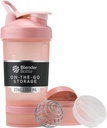 BlenderBottle Shaker Sticla cu Organizator de pastile și depozitare pentru pulbere de proteine, Classic V2 ProStatk System, 22-Ounce, Rose Pink