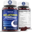Melatonina 20mg Gummies pentru adulți - Melatonina fără zahăr Gummies Extra Putere cu L-Theanină, Magneziu, Ashwagandha, Turmeric, D3 & Zinc - Non-Habit Forming