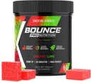 Bounce Pro Creatin Monohidrat Gummies for Men & Women, Low Calorie, 6G of Creatine per Serving, Vegan, Anti-Melting, Gluten-Free, Non-GMO, 2g of Creatine per Gummy (30ct, Cherry Lime)