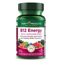 Produse de puritate B-12 Energie Berry Lemonade Melt w/Super Fruits Metilcobalamină B12 - Vitamine B6, D3, Acid folic și Biotină - Absorbție ridicată MecobalActive B 12-30 Topirea tabletelor