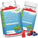 2 Pack Ashwagandha Gummies cu vitamina D pentru femei și bărbați, Sugar Free Vegan 1000MG Ashwagandha Supliment Gummy & Vitamina C, 120 Conte
