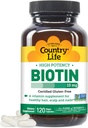 Country Life High-Potency Biotin 10mg - Vegan & Gluten-gratuit Biotin Supliment pentru piele si unghii, metabolice energetice - Biotin 10000mcg Capsule