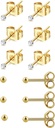 6Pairs 2mm/3mm Chirurgical Steel Hipoallerogene Perforare Studs, 20G 14K reale aur umplut cercei Stud set pentru mai multe găuri Piercing (Zirconia Cubică, Pearl, Ball)