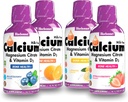 Bluebonnet Nutriție Liquid Calciu Citrat de magneziu Citrat, Vitamina D3, Bone Health - Bundle of Orange, Blueberry, Lemon and Strawberry Flavor, 4 Sticla de 16 Fl Oz Each (64 Fl Oz Total)