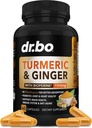 Curcumina turmerica cu supliment BioPerine & Ginger - 1950mg Tumeric organic si pastile cu piper negru cu Curcumina BioPerine - Supliment Turmeric si Ginger 60 Capsule