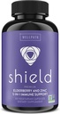 Capsulele de Elderberry Shield WellPath - 5-in-1 Suport imun Booster cu zinc, vitamina C, echinacea, Bee Propolis - Premium Zinc Supliment - 600 mg Sambucus Pastile negre de Elderberry pentru adulţi - 60 Ct