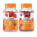 Vitamina D 5 000 UI + Fier cu vitamina C, Gumries Bundle - mare gustare, supliment de vitamine, gluten gratuit, OMG gratuit, guma de mestecat