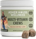 Asher House Wellness Câine Multivitamine Chews - Vitamine și suplimente de câine, Soft Chew pentru câini de companie cu probiotice, semințe de in, Colostrum - Suport complet de sănătate de la Cățeluș la Senior, 120 Chews