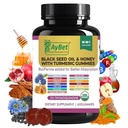 Black Seed Oil & Honey with Turmeric Gumries with BioPerine, Apple Cider Otegar, Biotin, Zinc & Vitamine C D3 B12 