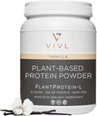 Plant Proteine-L pulbere Vanilie, Vegan, Organic, Nu lactate, Nu Zahăr, Nu Gluten, Keto, Carb scăzut, Ingrediente curate, Fodmap scăzut, pentru bărbați și femei, 25g, 27 Serviri, 33oz